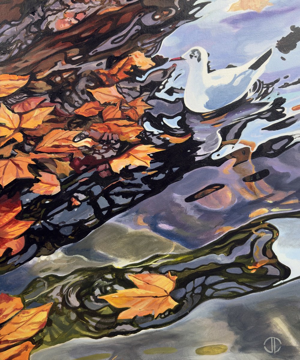 Joseph Lynch | Original Acrylic Painting | Autumn Serpentine London | 50 X 60Cm | Artwork For Sale On Artfinder