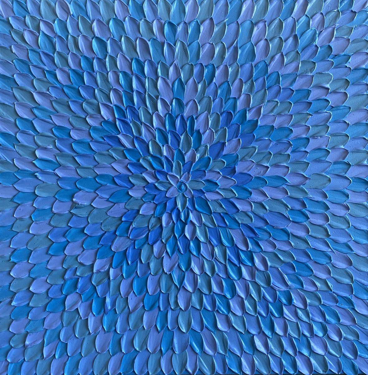 Geometric Abstract Acrylic Painting By Guzaliya Xavier, 18 X 18, Ocean Calling Iii, Original Artwork