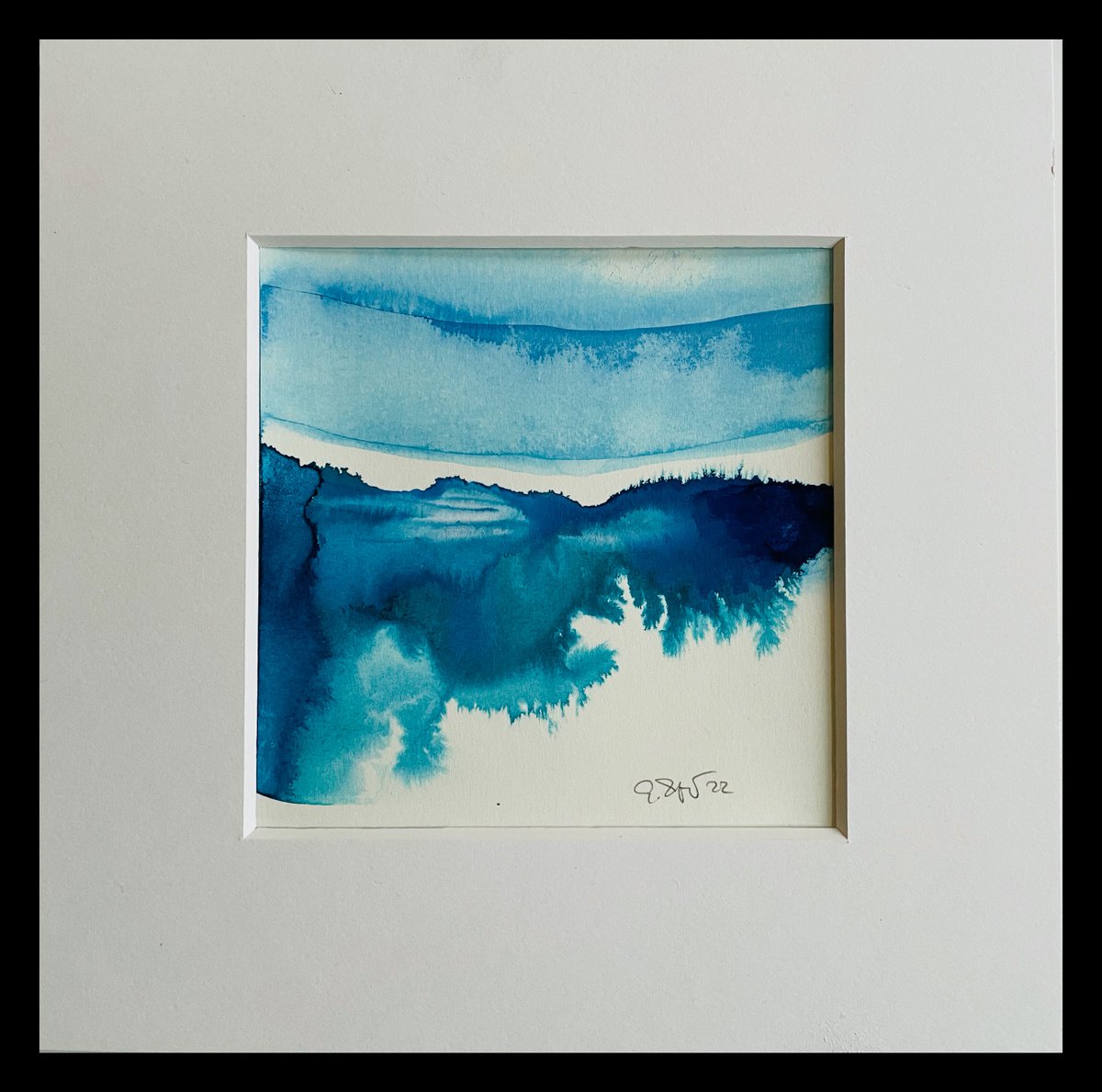 Blue Ocean I Landscape Watercolor by Gesa Reuter