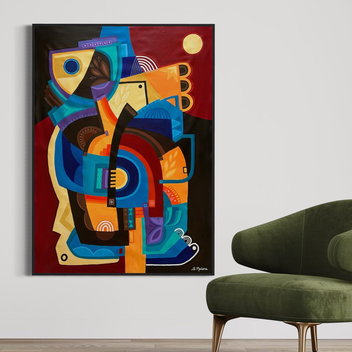 Abstract Acrylic Painting By Samantha Malone, 37 X 51", What The Moon Forgot, Original Artwork