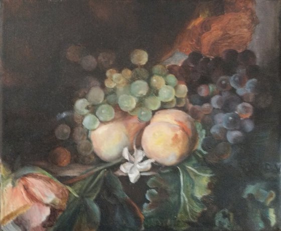 Still life with peaches