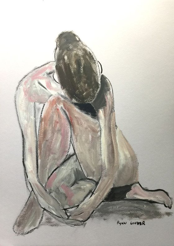 Nude 1 - 16x23 Oil and Charcoal On Paper