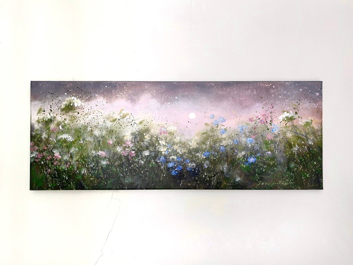 Impressionistic Landscape Oil Painting By Jennifer Taylor, 31 X 12, Wandering Free, Original Artwork
