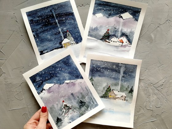 Christmas winter painting