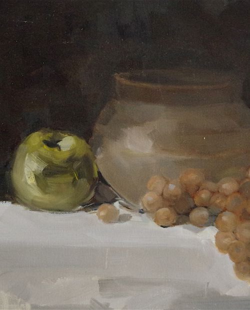 Still life with Jug, Original oil painting,  Handmade artwork, Paintings for Kitchen, One of a kind Signed with Certificate of Authenticity by Vahe Yeremyan