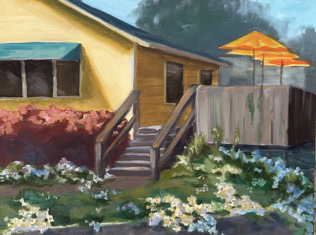 Impressionistic Cityscapes Oil Painting By Grace Diehl, 12 X 9, Crystal Cove Cottage 5, Original Artwork