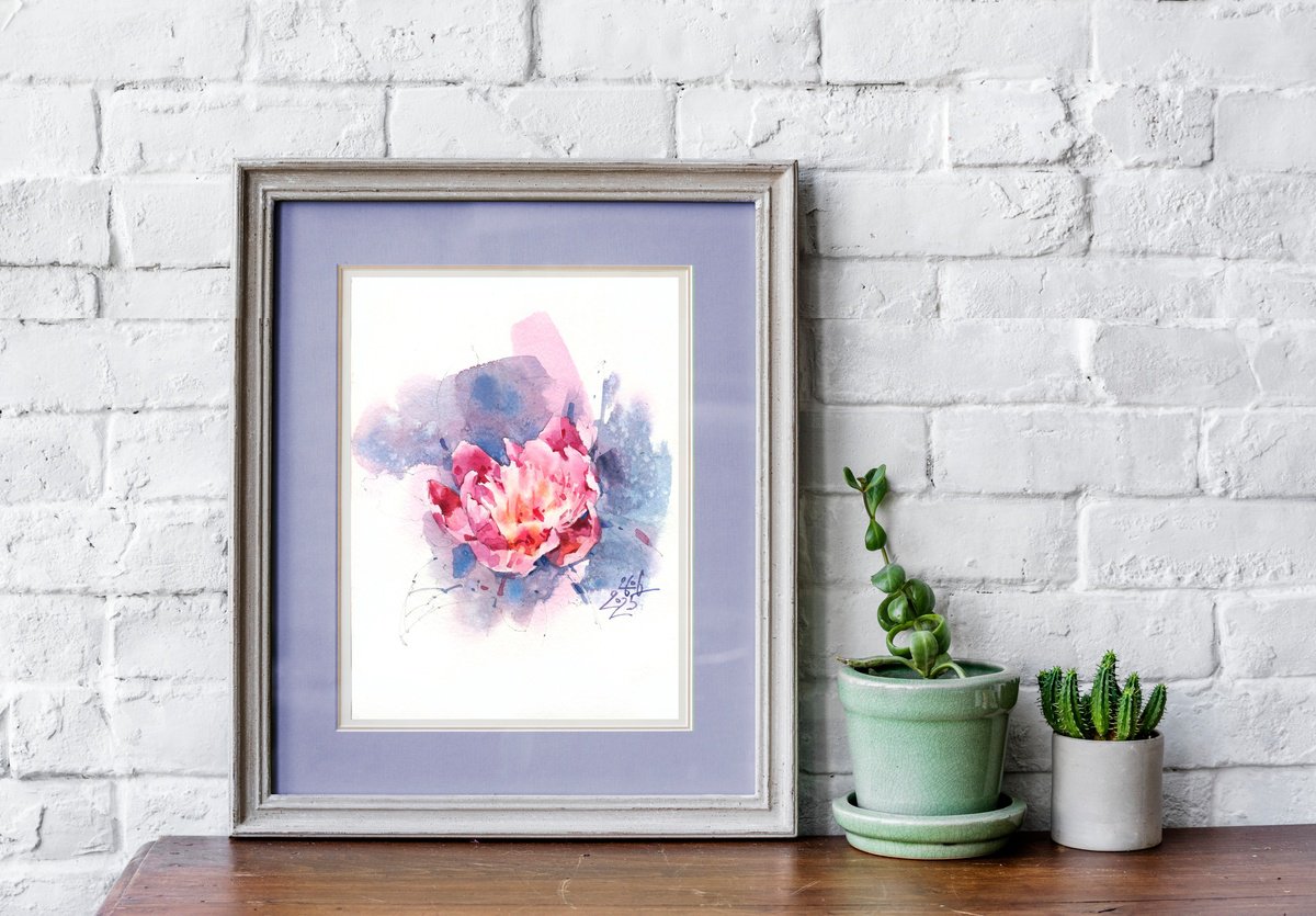 Impressionistic Botanical Watercolour By Ksenia Selianko, 6 X 9", The Peony