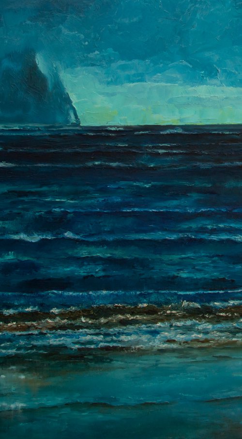 Icy ocean-original oil painting gift home decor office decor original gift sea ocean by BEYBUKA