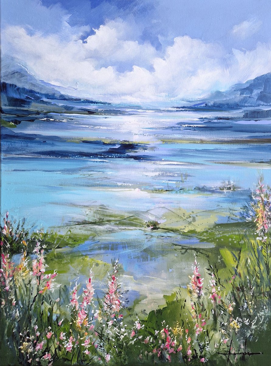 Impressionistic Landscape Acrylic Painting By Irina Laube, 24 X 31, Whispers Of Summer, Original Artwork