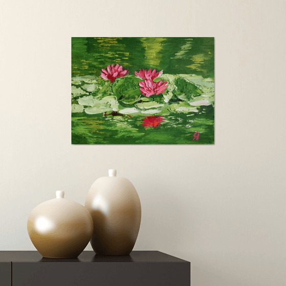 WATER LILIES, IV / ORIGINAL OIL PAINTING