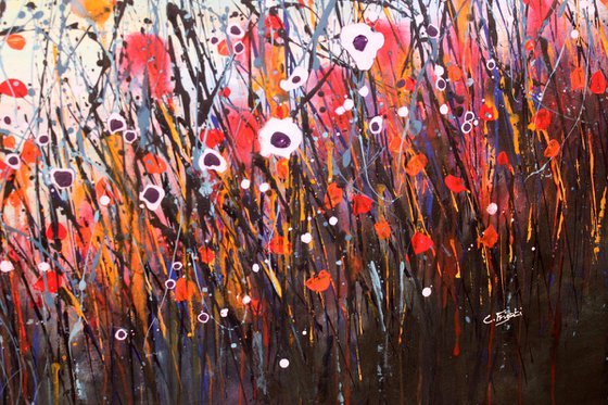 In The Fullness Of Time   - Super sized original abstract floral landscape