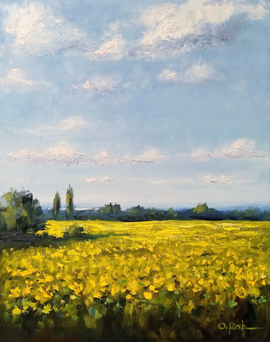 Impressionistic Landscape Oil Painting By Oleh Rak, 16 X 20", Noon, Original Artwork