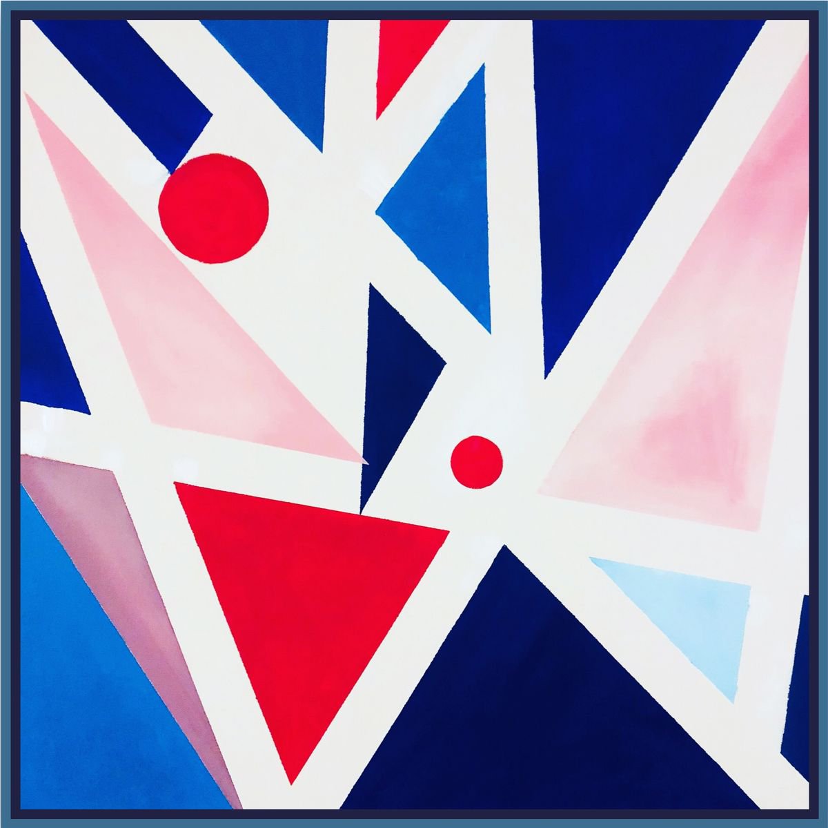 Geometric Abstract Acrylic Painting By Shabs Beigh, 25 X 25", Kites 3, Original Artwork