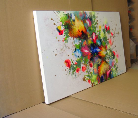 Abstract Flowers "Magic flowers of joy", Large Painting