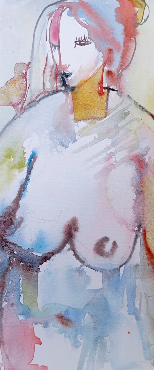 Nude Portrait in the Flow of Color by Iryna Kindrytska