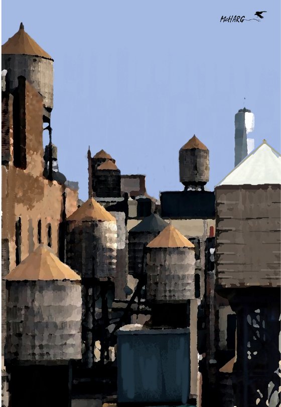 NEW YORK WATER TANKS   31"X43"