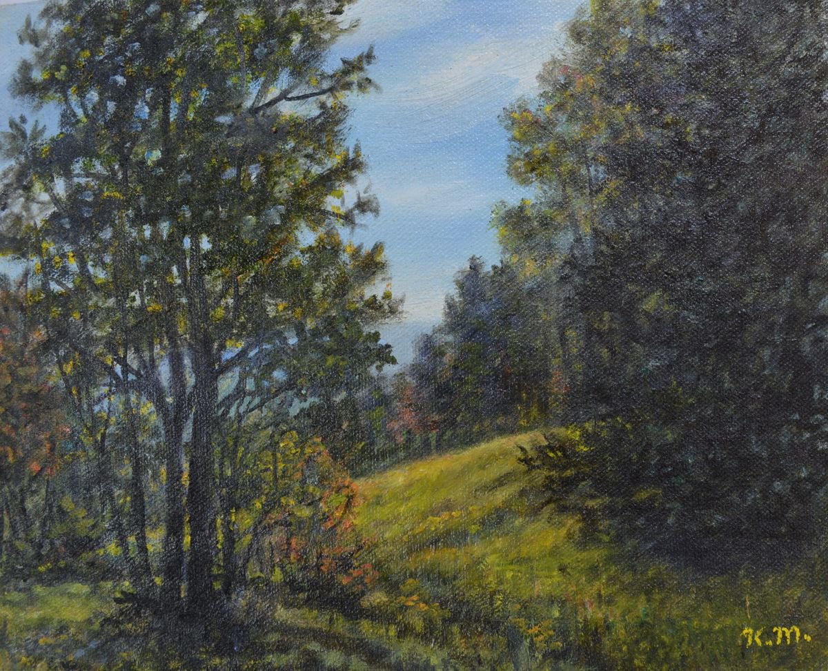 Impressionistic Landscape Oil Painting By Kathleen Mcdermott, 10 X 8", Mountain Trail, Original Artwork