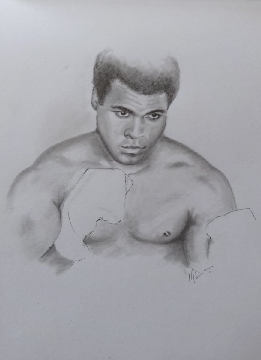 Photorealistic Pencil Drawing , Mohamed Ali By Mel Davies Art, 8 X 11, Artwork For Sale On Artfinder