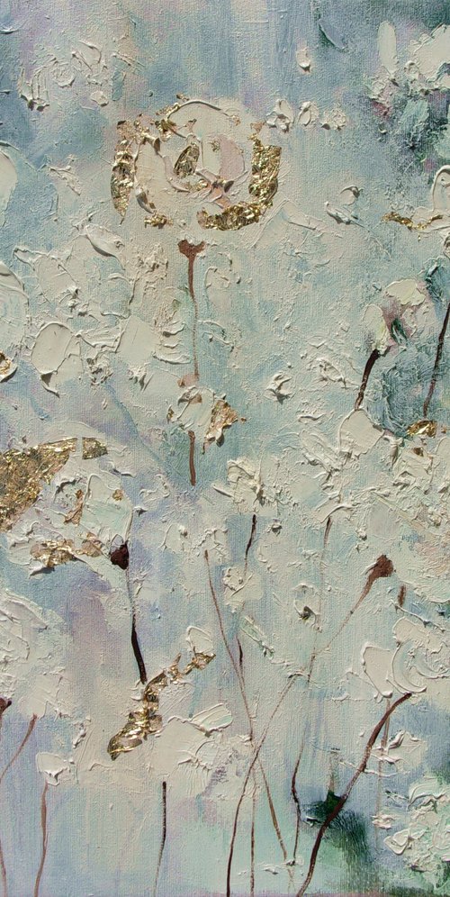 " SECRET GARDEN ... "-  liGHt  ORIGINAL OIL PAINTING, GIFT, PALETTE KNIFE by Monika Luniak