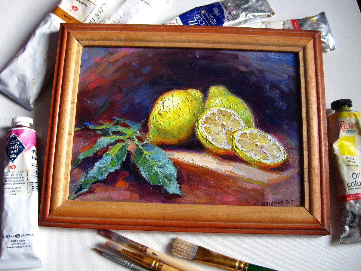 Still life with lemons by Vladimir Lutsevich