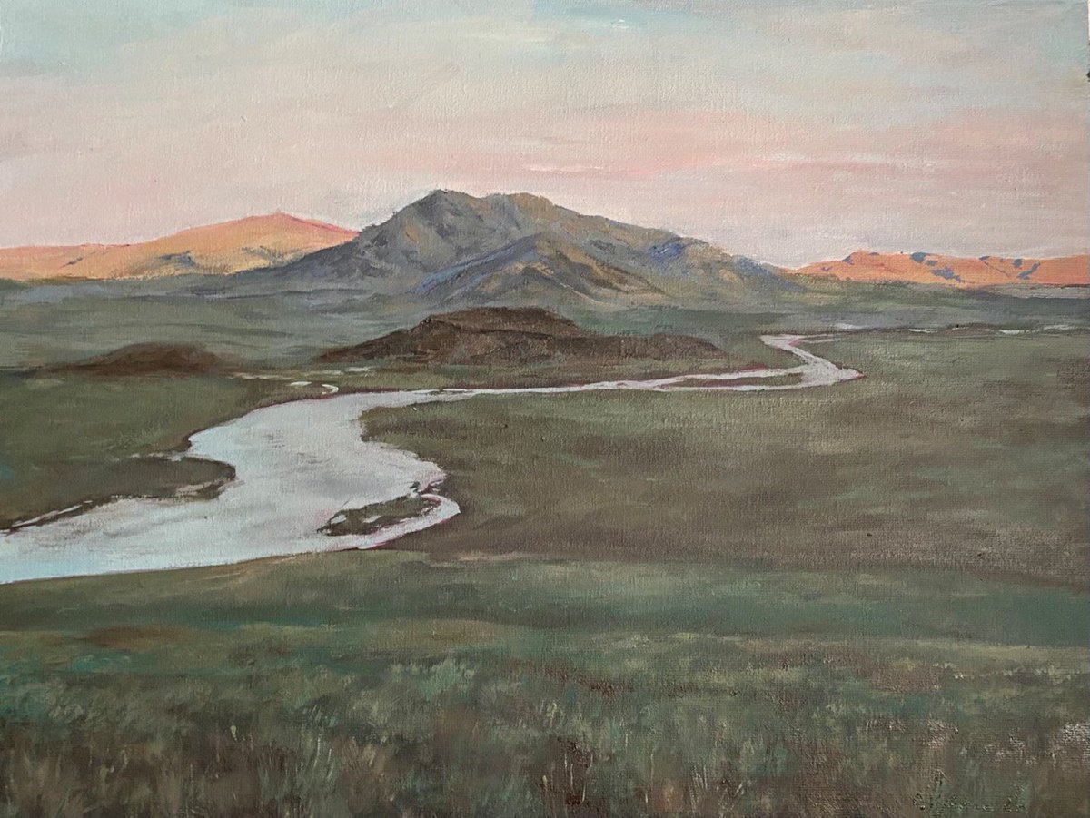 Impressionistic Landscape Oil Painting By Bohdan Vykhrenko, 16 X 12, Valley Sunset, Original Artwork