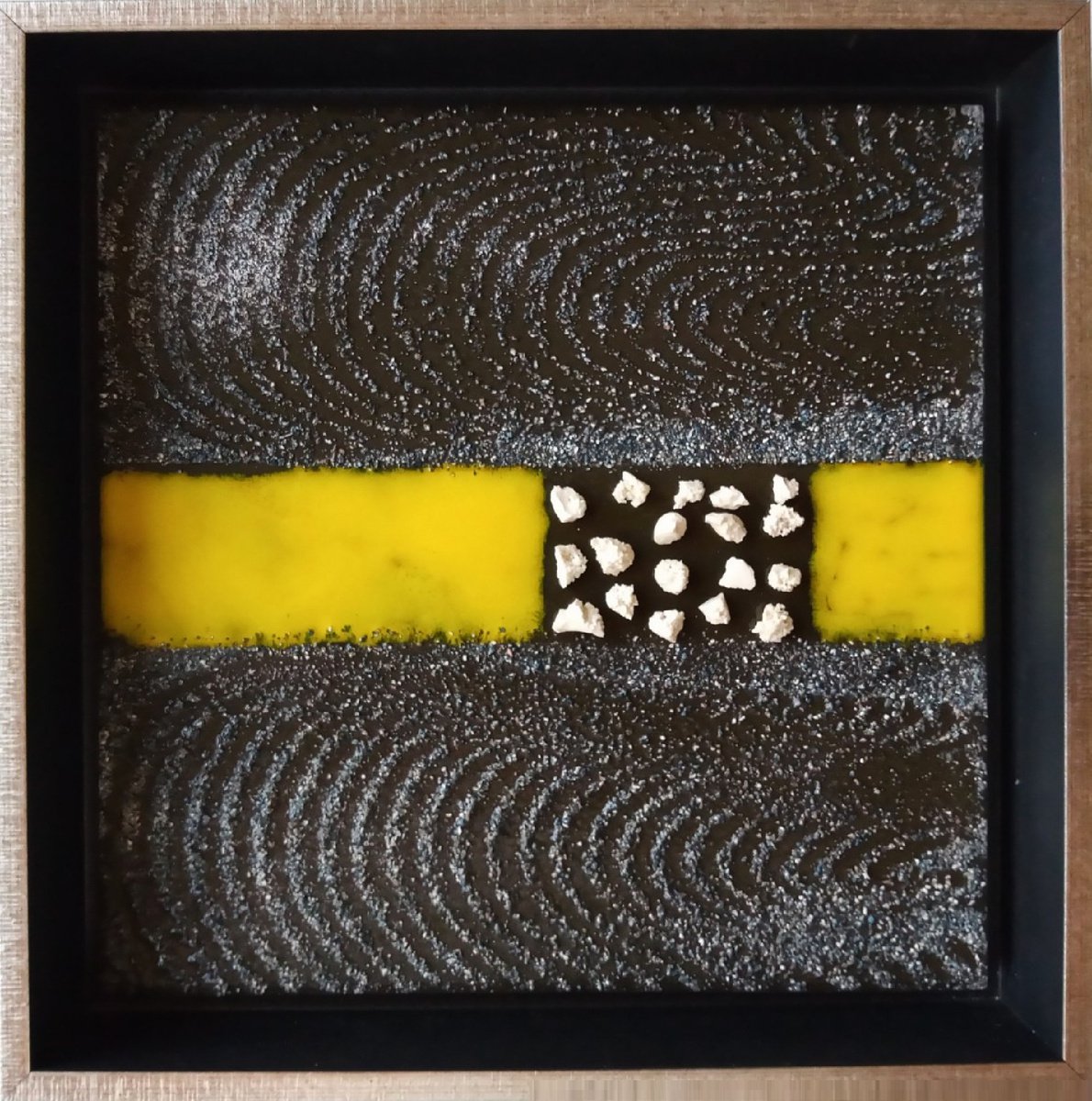 Landscape Relief By Rossitza Trendafilova, 9 X 9", "Yellow Wave", Original Artwork