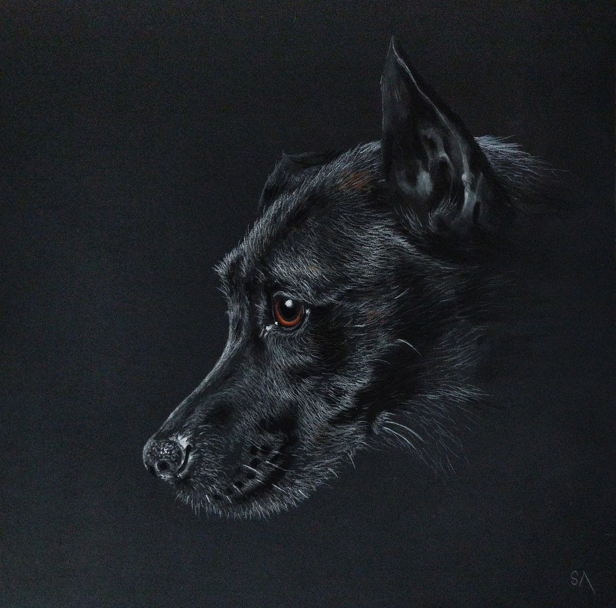 Patiently Waiting II Staffordshire Bull Terrier portrait (Original Painting) by Sean Afford