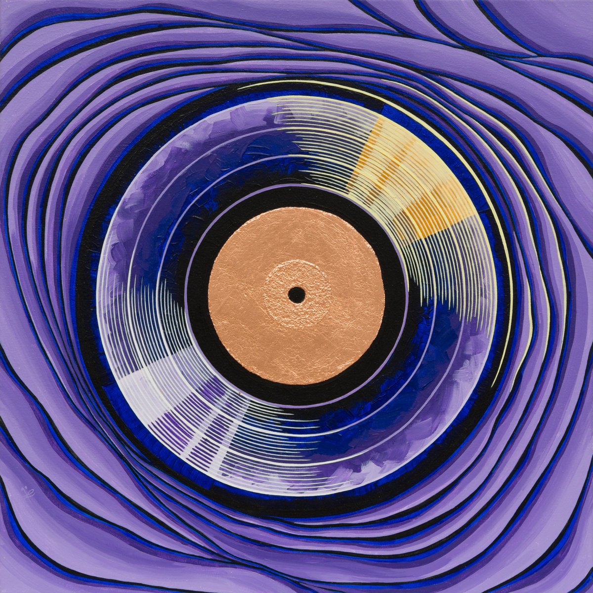 Geometric Abstract Acrylic Painting By Tetiana Gryshchenko, 16 X 16", Space Melodies. Purple., Original Artwork