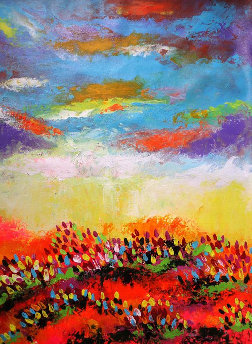 Abstract Landscape !! Spring Garden !! Sunset time !! by Amita Dand