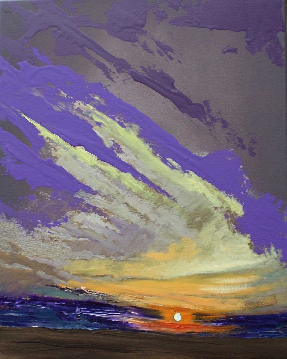 Wold Sunset 2 Early September 2017 Original Oil Painting by Simon Jones