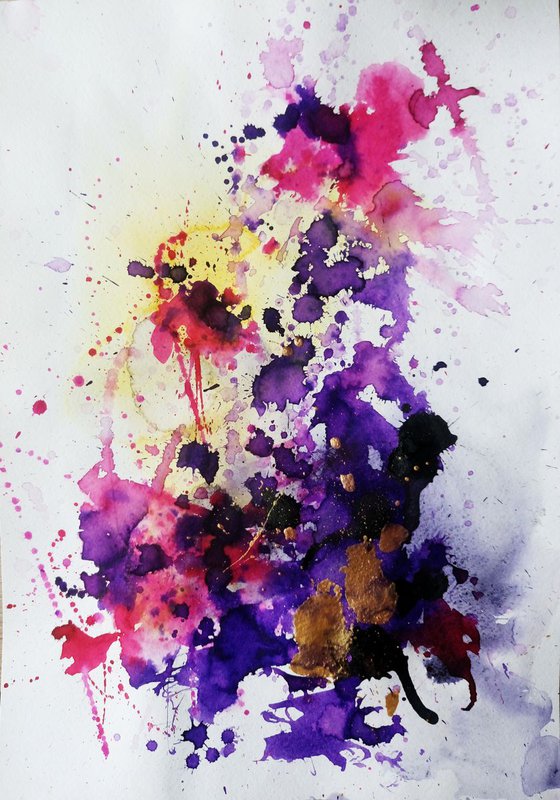 Abstract. 16 - ORIGINAL WATERCOLOUR AND INK ABSTRACT PAINTING.