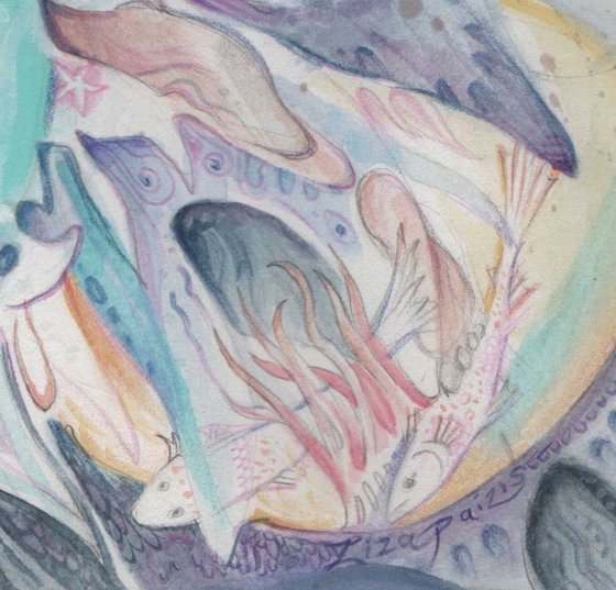 The Mermaids Dream watercolor romantic painting SALE