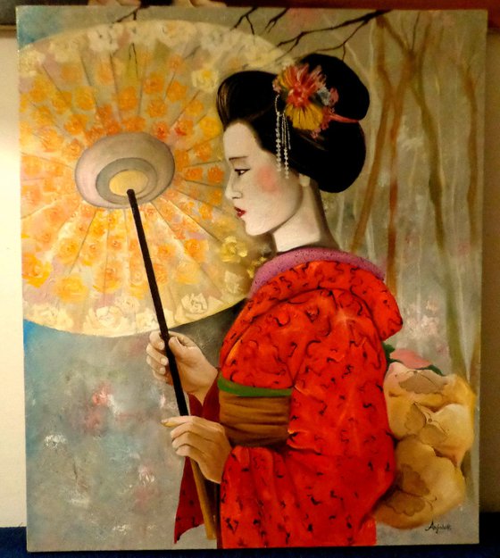 Geisha - portrait  - original painting