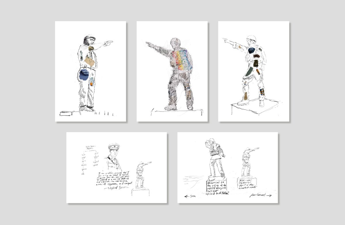 Illustrative Portrait Print By Michael Rakowitz, 12 X 17", April Is The Cruellest Month, Original Artwork