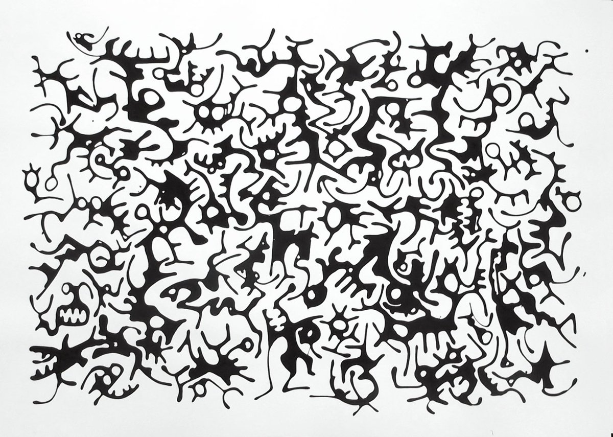 Organic Abstract Painting By John Sharp, 39 X 28, Menagerie 2, Original Artwork