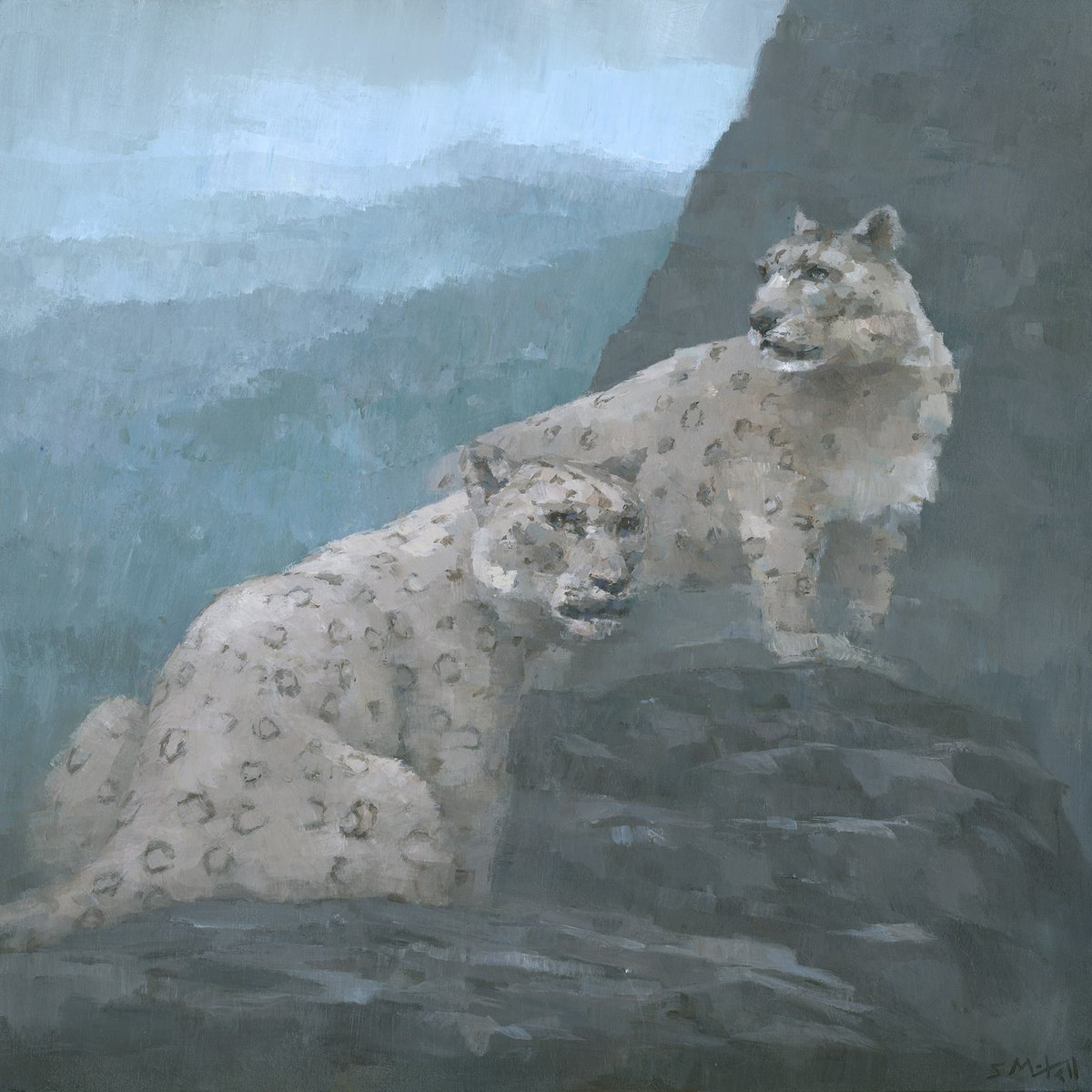 Acrylic paint on canvas and offers snow leopard varnish.