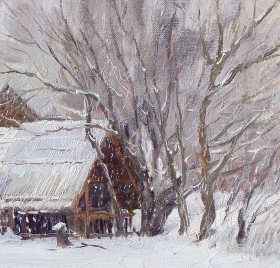 The snow was falling quietly