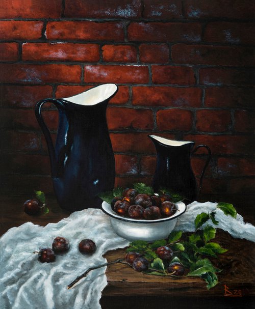 "The still life with blue jugs" by Oleg Baulin