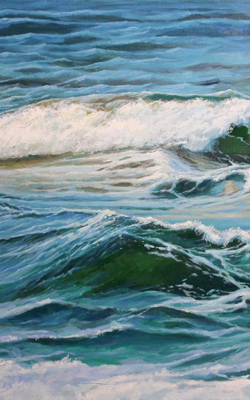 Foamed waves. Sea. ORIGINAL OIL PAINTING, GIFT by Linar Ganeev