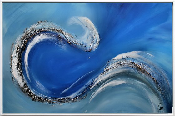 Wild Sea II  - Abstract Art - Acrylic Painting - Canvas Art - Framed Painting - Abstract Golden Sea Painting - Ready to Hang