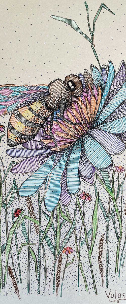 Bee on a flower by Mary Voloshyna