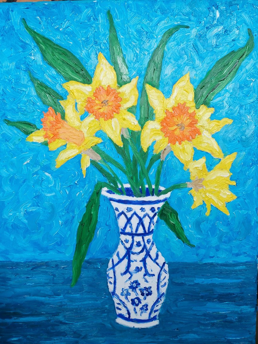 Oil Painting , Vase Of Daffodils 2 By Colin Ross Jack, 20 X 26, Artwork For Sale On Artfinder