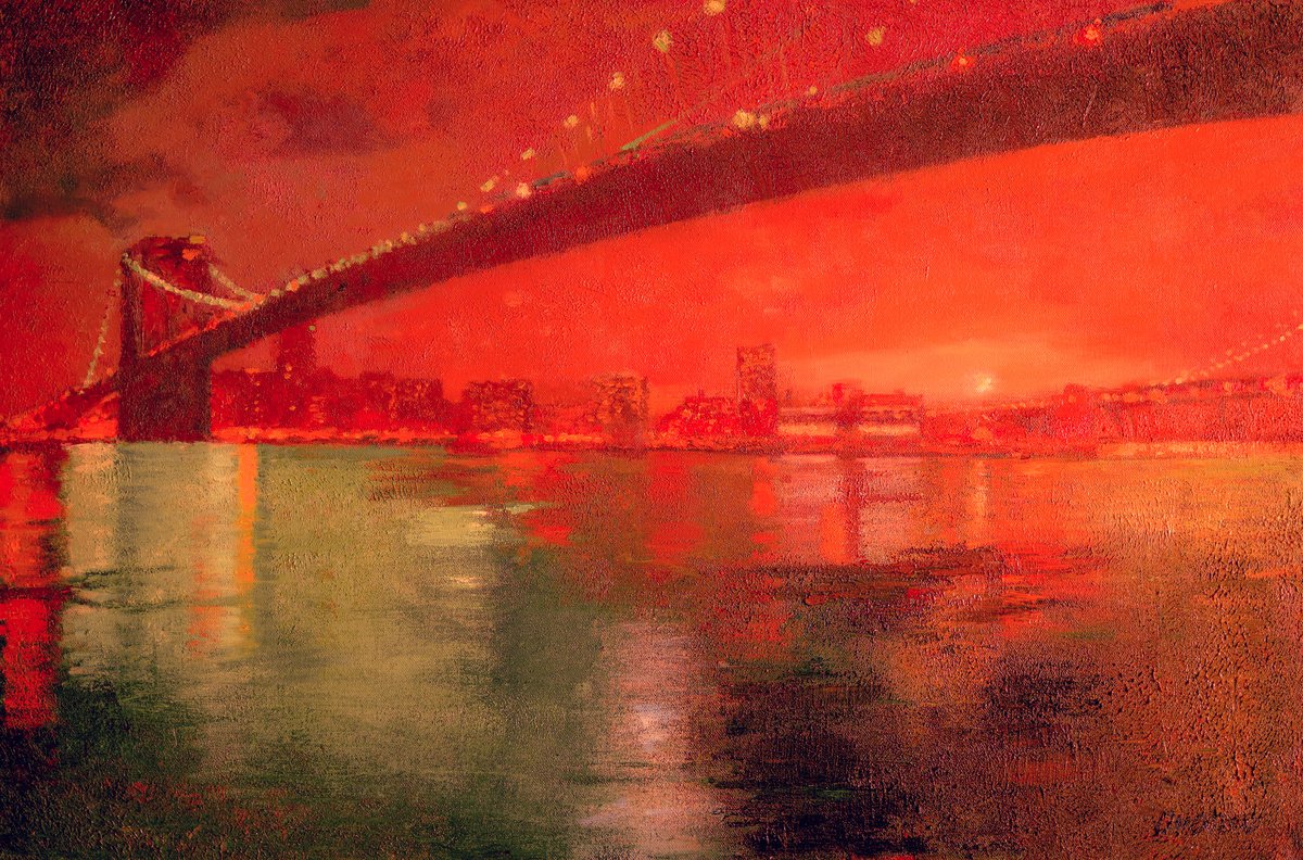 Brooklyn Bridge in red by Olga Onopko