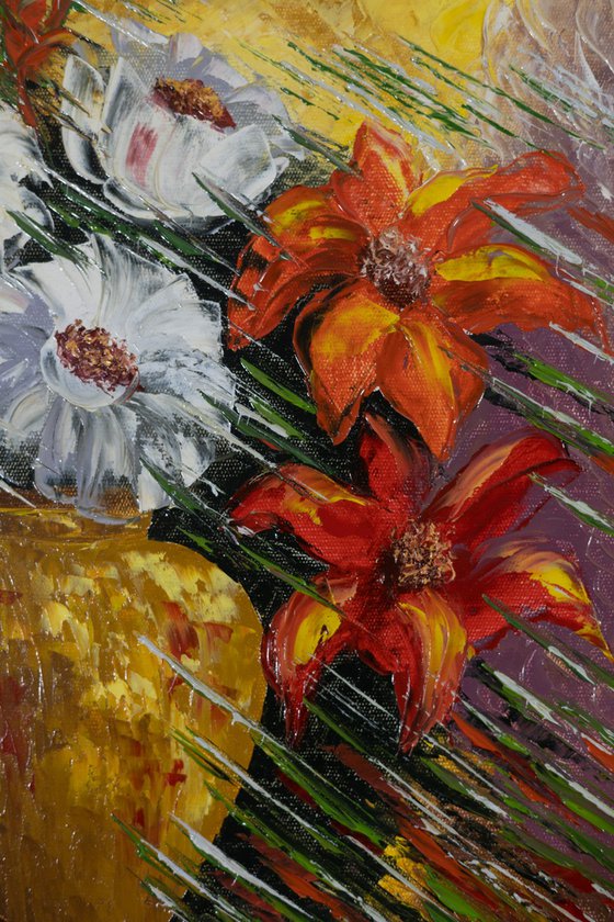 Flowers (40x50cm, oil painting, palette knife)