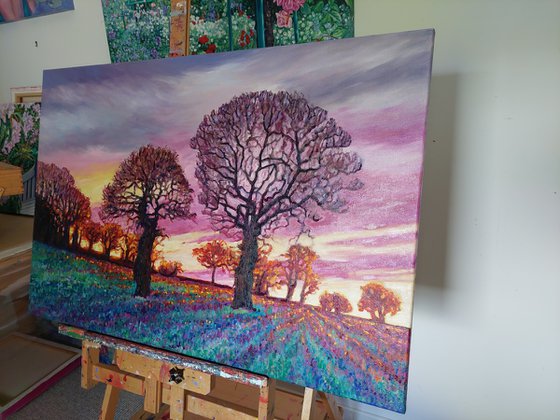 Flaming Twilight -Sunset Trees