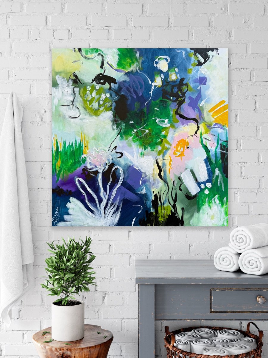 Organic Abstract Acrylic Painting By Veronica Vilsan, 31 X 31", Balance 4, Original Artwork