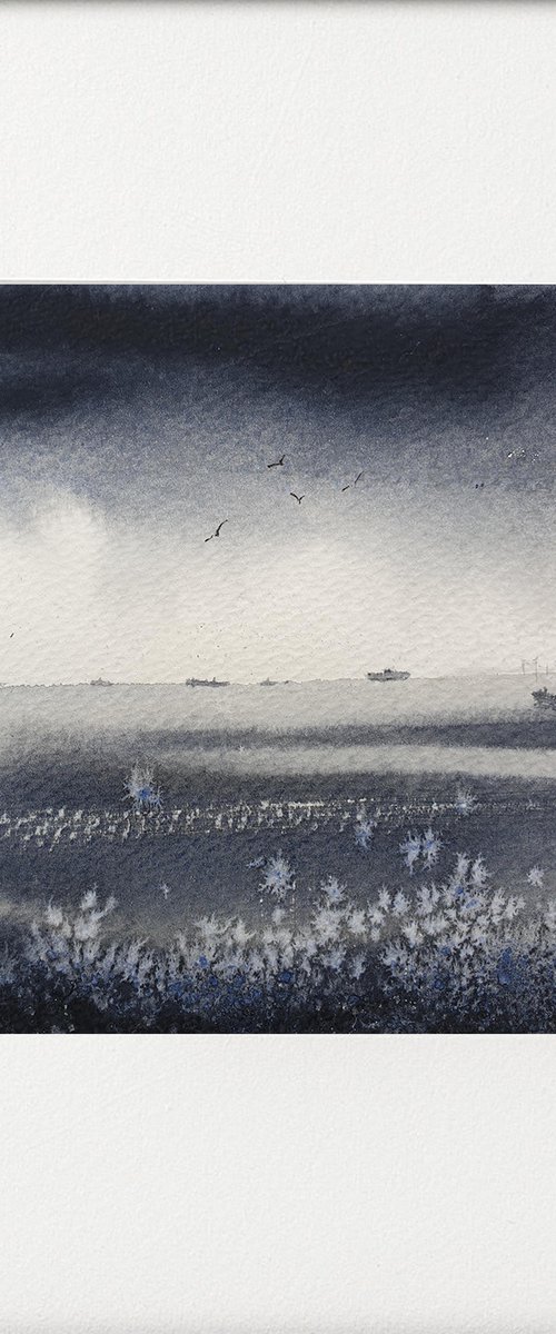 Monochrome English Channel Grey Day by Teresa Tanner