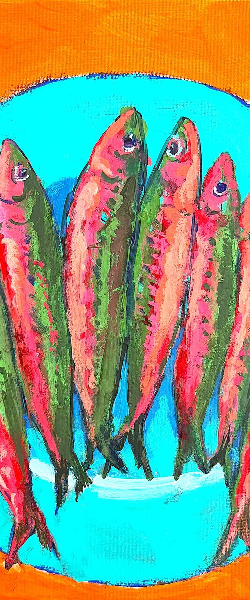 Sardines on Aqua by Mutlu Ertac