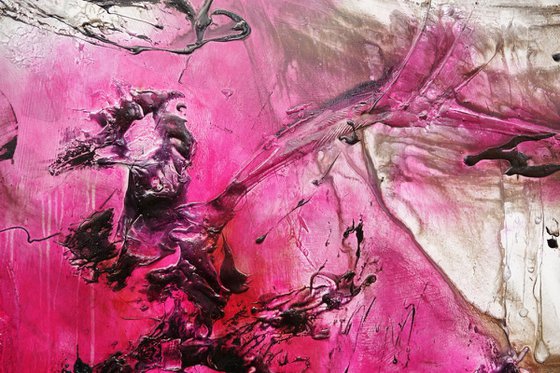 Pink and Grunge 270cm x 120cm Pink Rust Textured Abstract Art