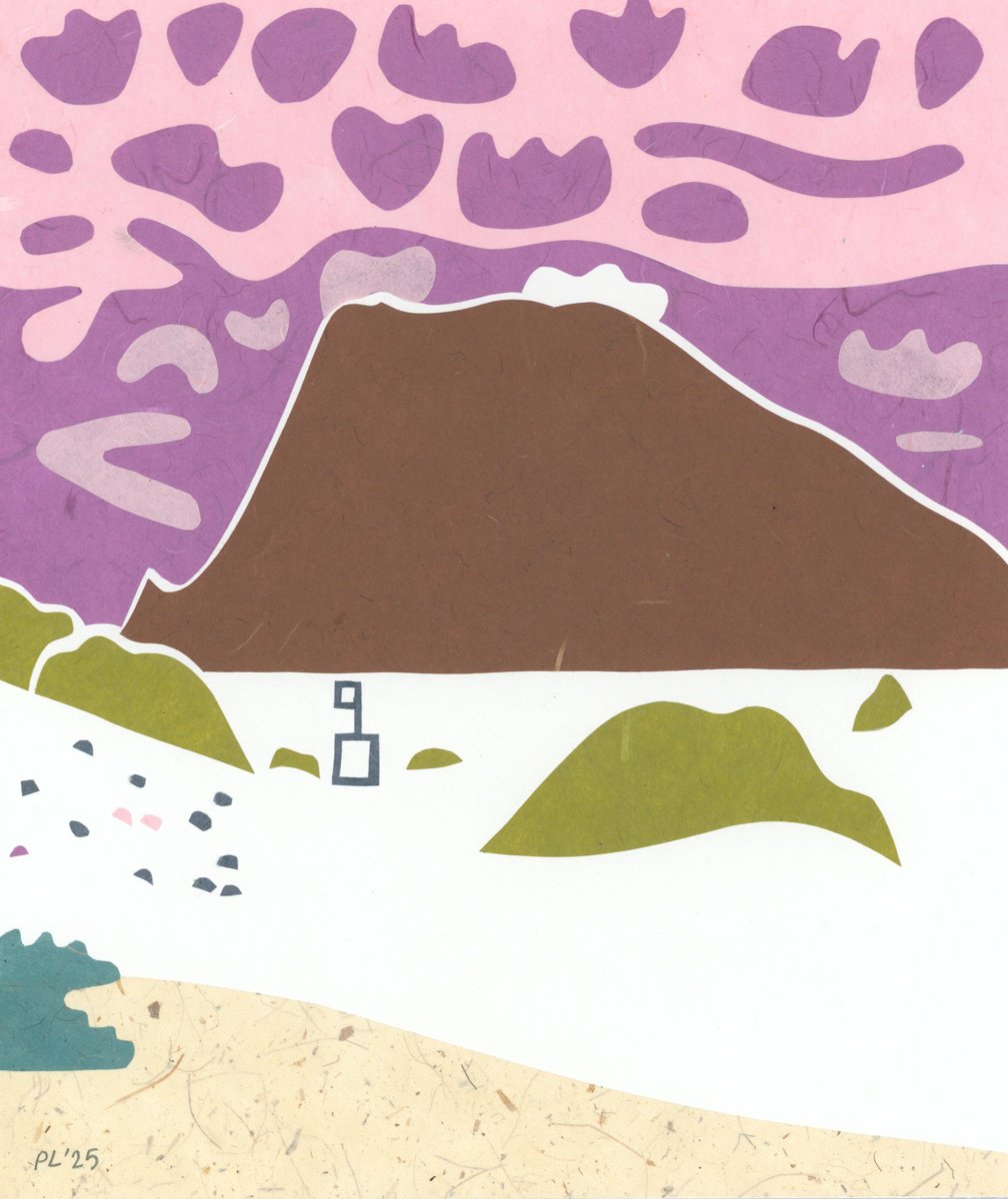 Landscape Collage By Peter Long, 10 X 12", Teatime In Fuerteventura, Original Artwork